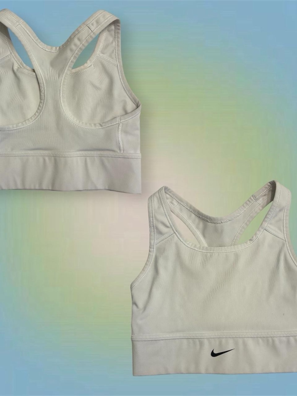 Nike Cream Sports Bra with Black Swoosh Racerback